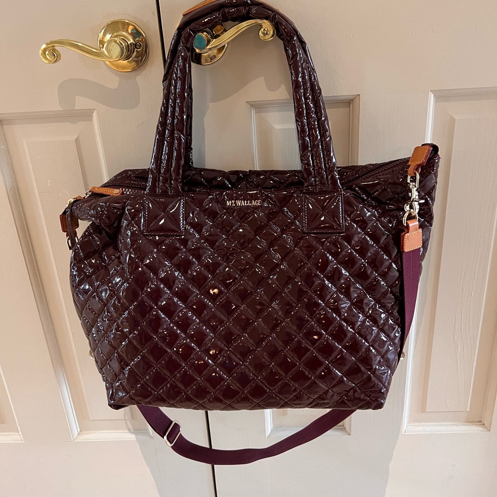 MZ Wallace Medium Sutton Deluxe in Burgundy Patent with 2 matching inserts
